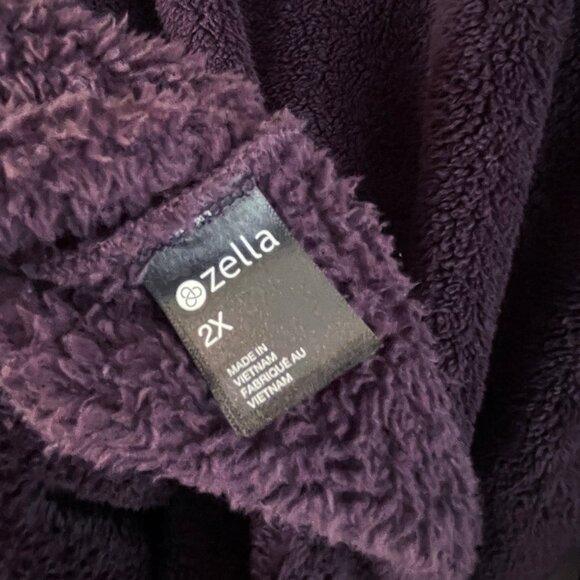 Zella Furry Fleece Funnel Neck Pullover In Purple Nebula - Size 2X - Picture 2 of 6